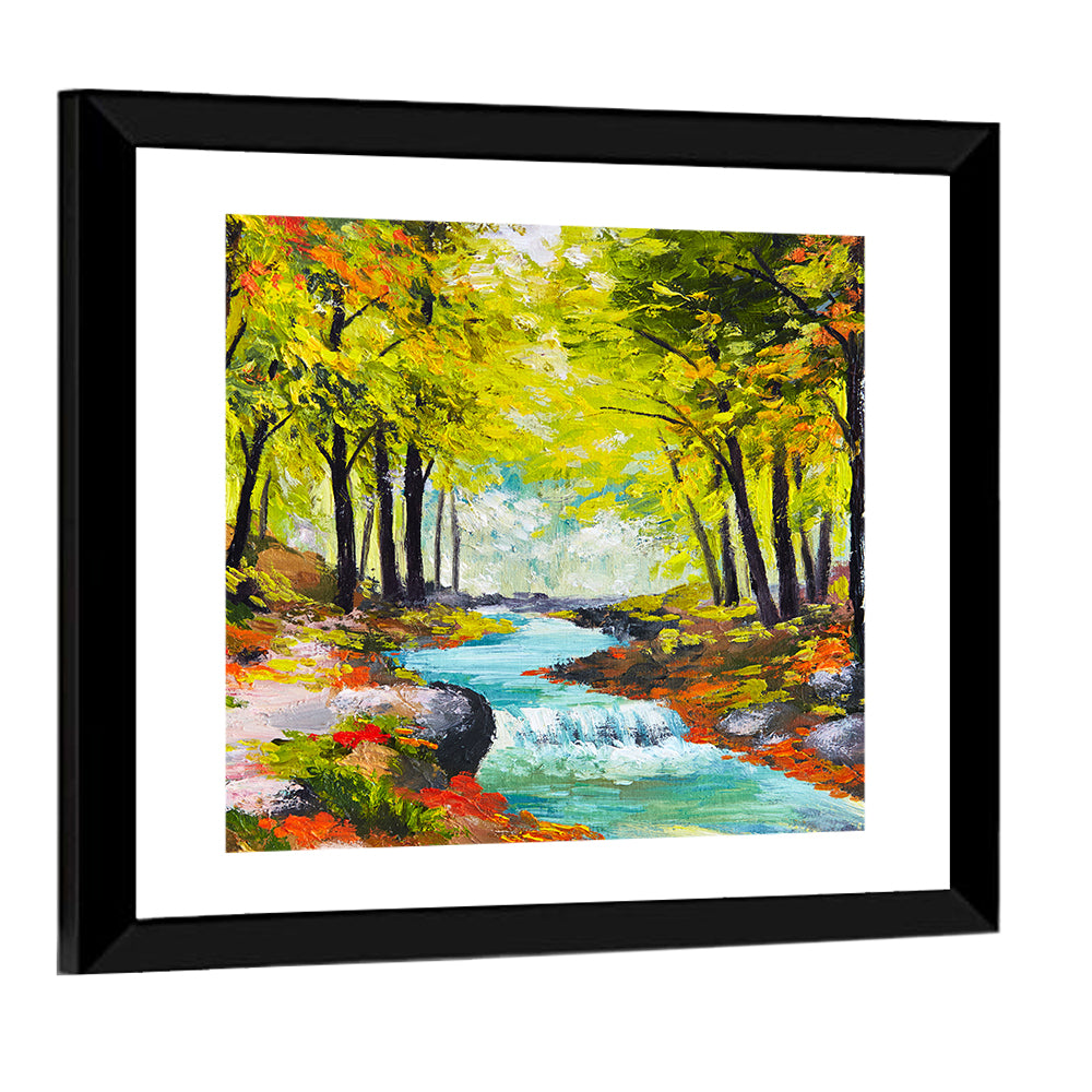 Autumn Forest Stream Wall Art