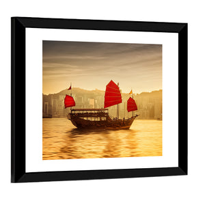 Victoria Harbor Skyline Sunset Wall Art