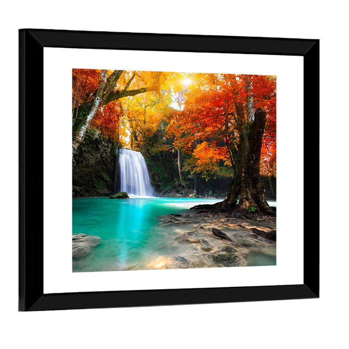 Autumn Forest Waterfall, Thailand Wall Art as a framed print