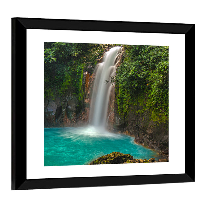Rio Celeste Waterfall Wall Art as a framed print
