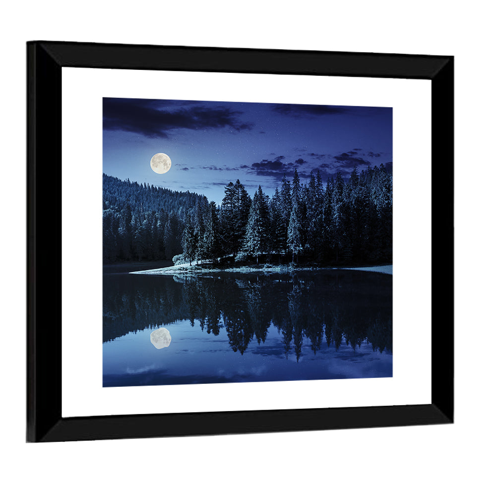 Moonlit Pine Lake Wall Art