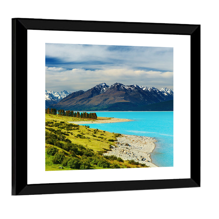 Mount Cook Over Lake Pukaki Wall Art as a framed print