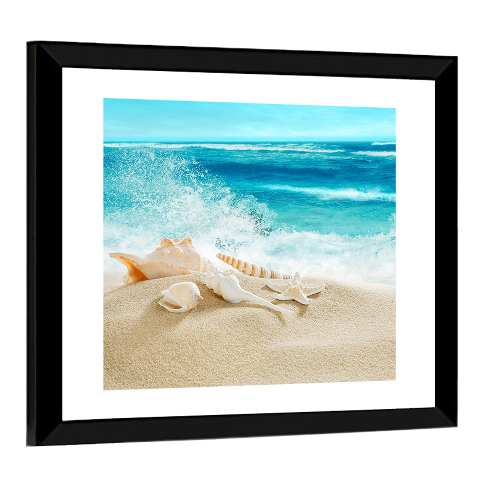 Tropical Beach & Splashing Waves Wall Art