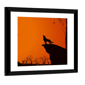 Halloween Concept With Howling Wolf Wall Art