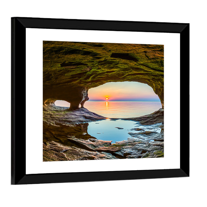 Chapel Rock Sunset, Lake Superior Wall Art as a framed print