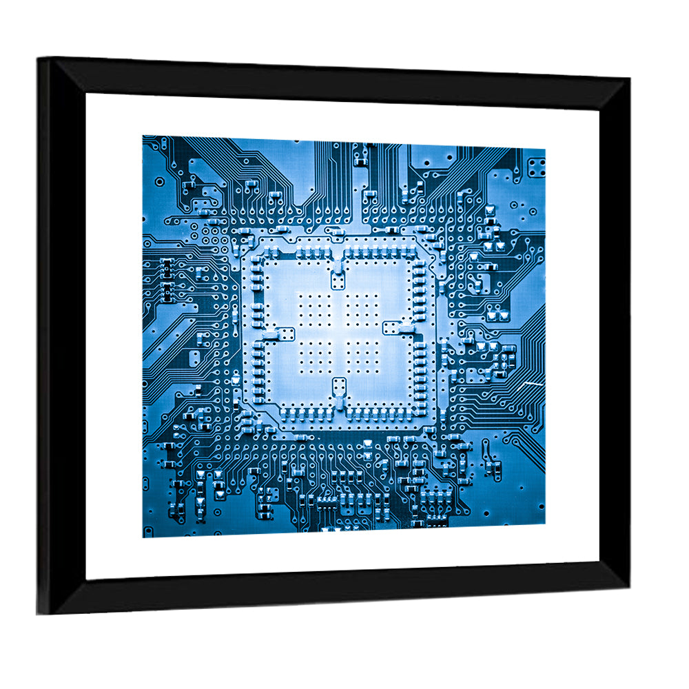 Blue Circuit Board Close-up Wall Art