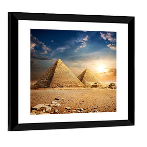 Pyramids At The Sunset Wall Art