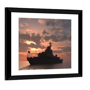 Military Ship In The Sea Wall Art