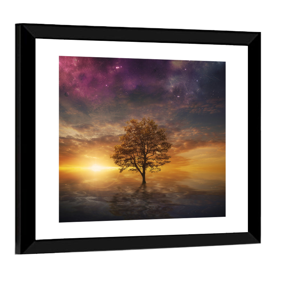Surreal Tree In Lake Wall Art