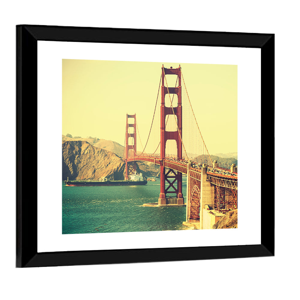 Golden Gate Bridge with Cargo Ship Wall Art