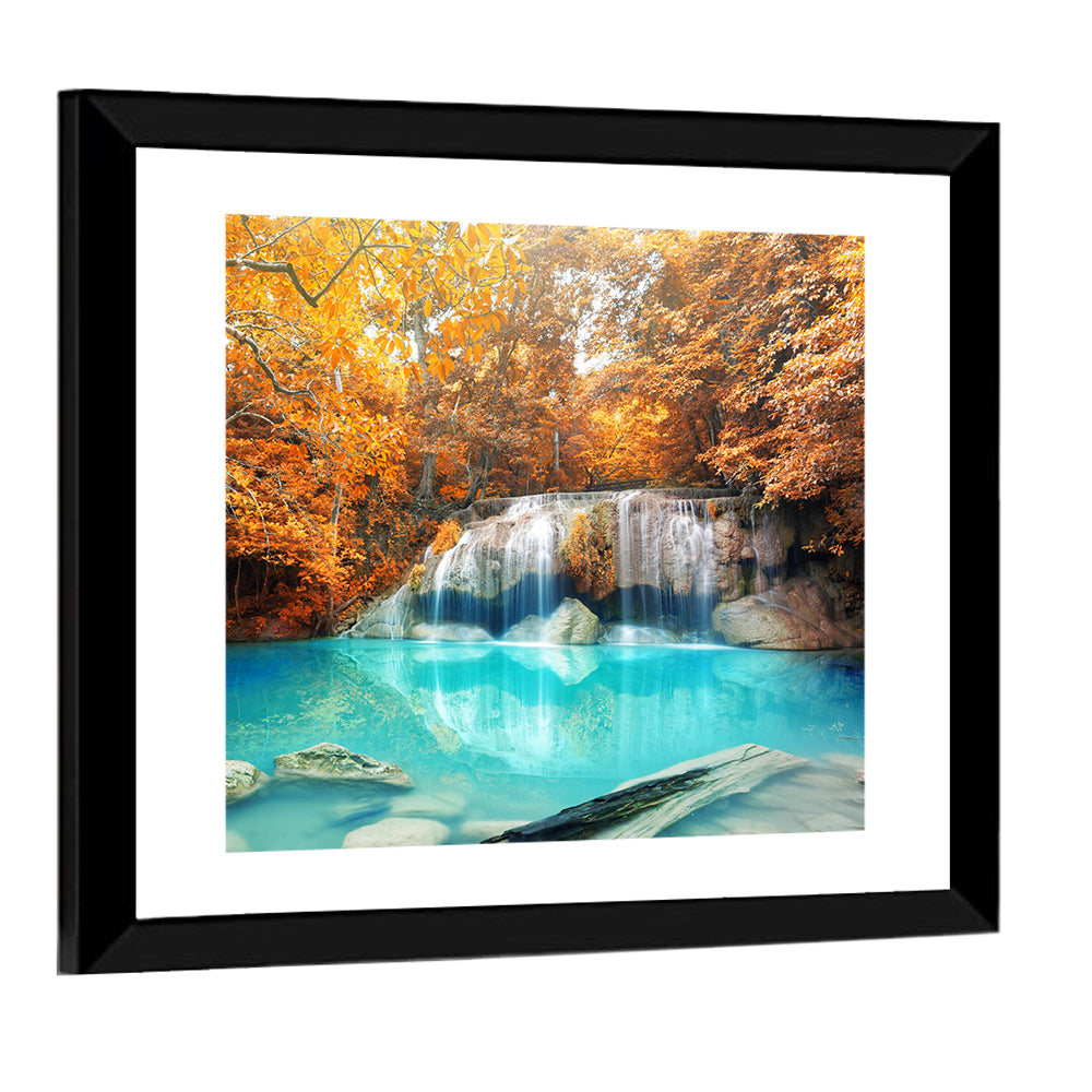 Erawan Waterfall Autumn Reflection Wall Art