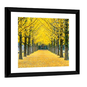 Row Of Yellow Ginkgo Tree Wall Art