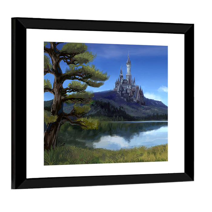 Moonlit Medieval Castle Wall Art as a framed print