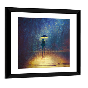 Lonely Woman Under Umbrella Wall Art