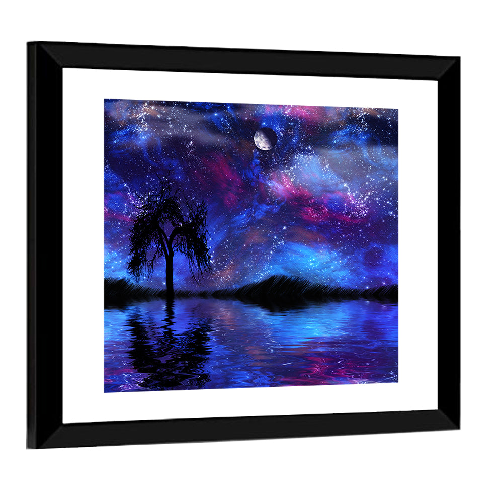 Crescent Moon Nightscape Wall Art