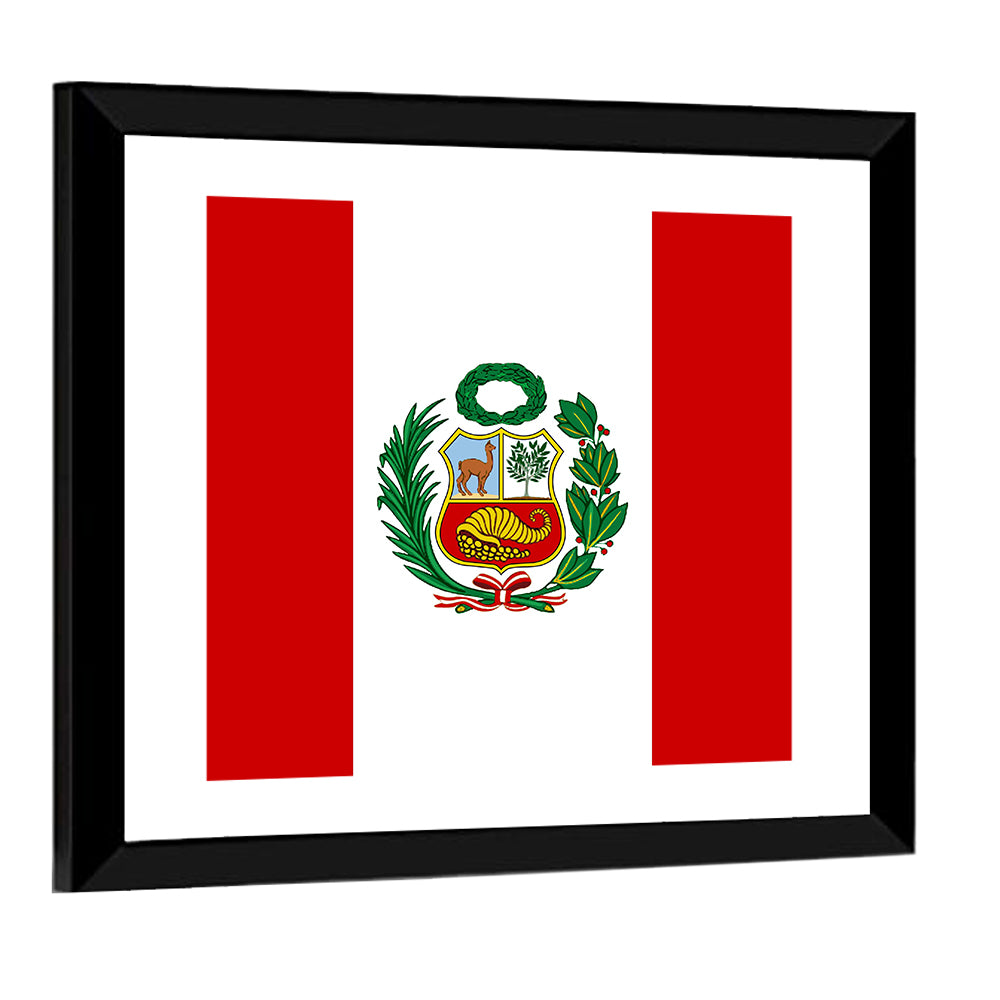 Peruvian Flag with Coat of Arms Wall Art