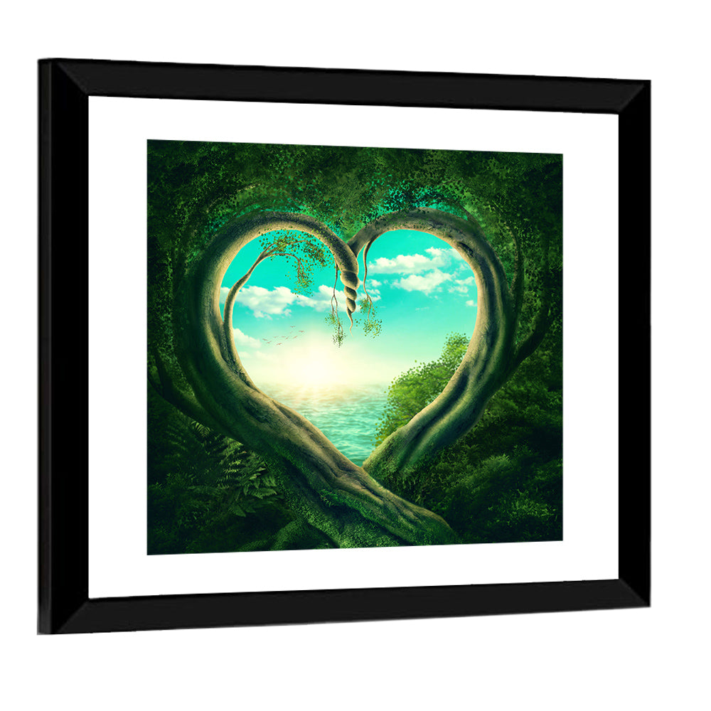 Two Trees Forming a Heart Wall Art
