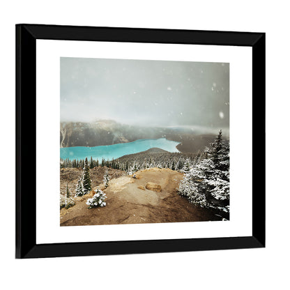 Peyto Lake In Winter Wall Art