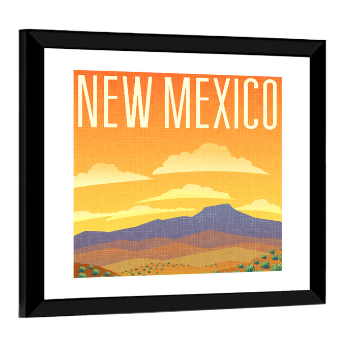 New Mexico Retro Travel Wall Art as a framed print