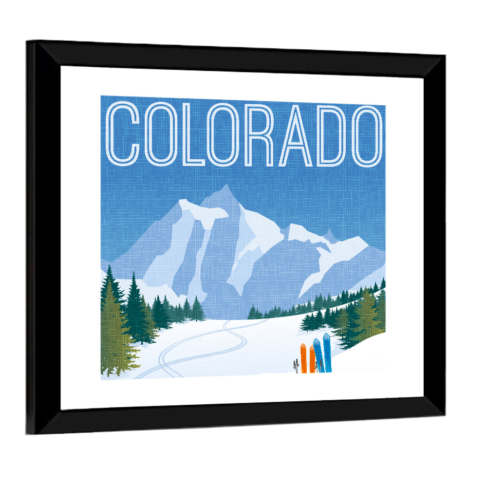 Retro Colorado Ski Scene Wall Art