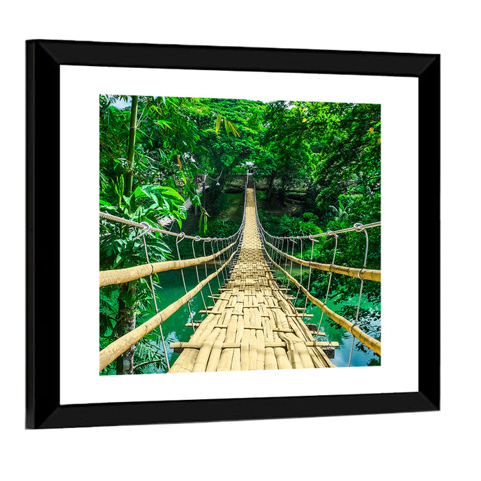 Bamboo Pedestrian Bridge Wall Art as a framed print