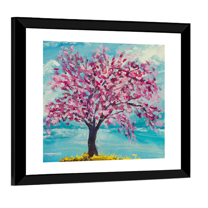 Sakura Island with Pink Blossoms Wall Art as a framed print