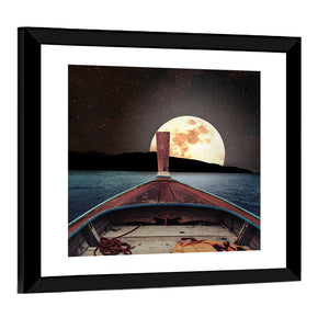 Wooden Boat At Night Wall Art