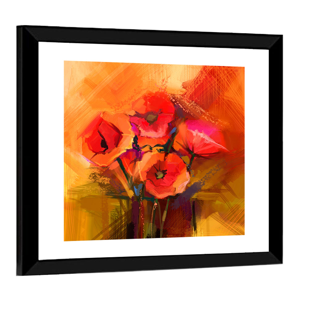 Red Poppy Flower Wall Art