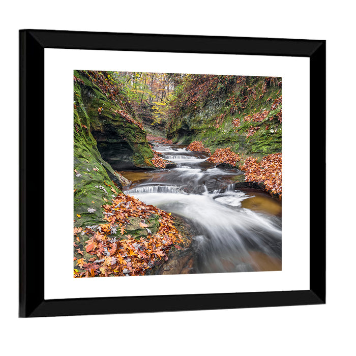 Warren County Autumn Cascades Wall Art as a framed print