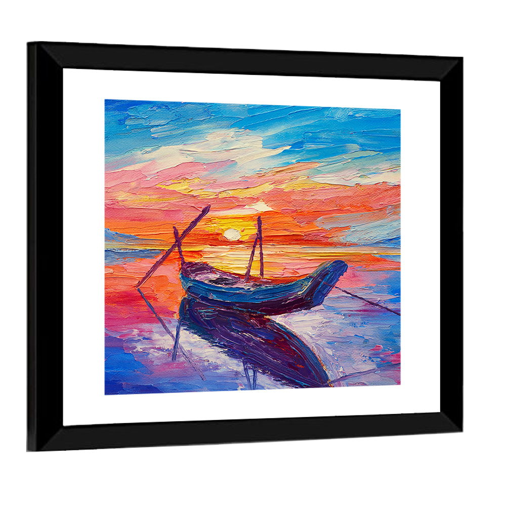 Fishing Boats at Sunset Wall Art