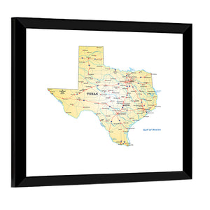 Texas Road Map Wall Art