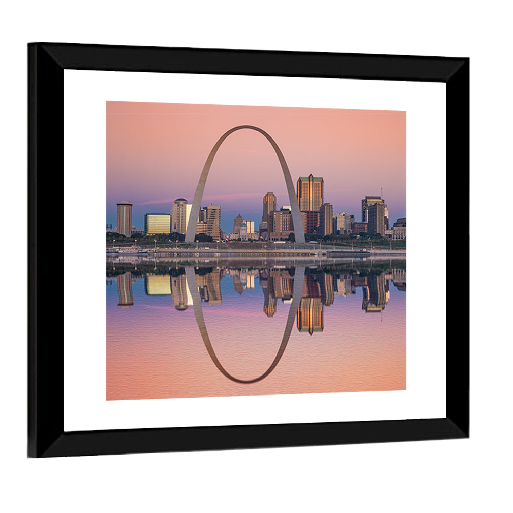 St Louis Skyline Along Mississippi River Wall Art