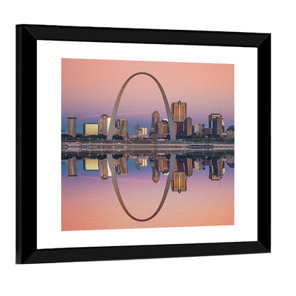 St Louis Skyline Along Mississippi River Wall Art