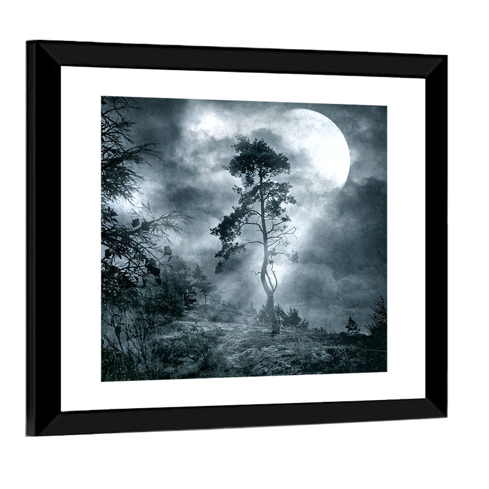 Gothic Moonlit Tree Wall Art