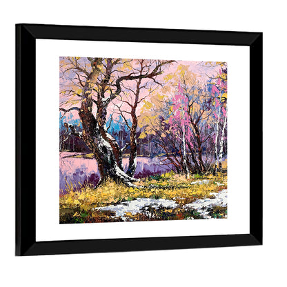 Autumn On Bank Of Lake Wall Art