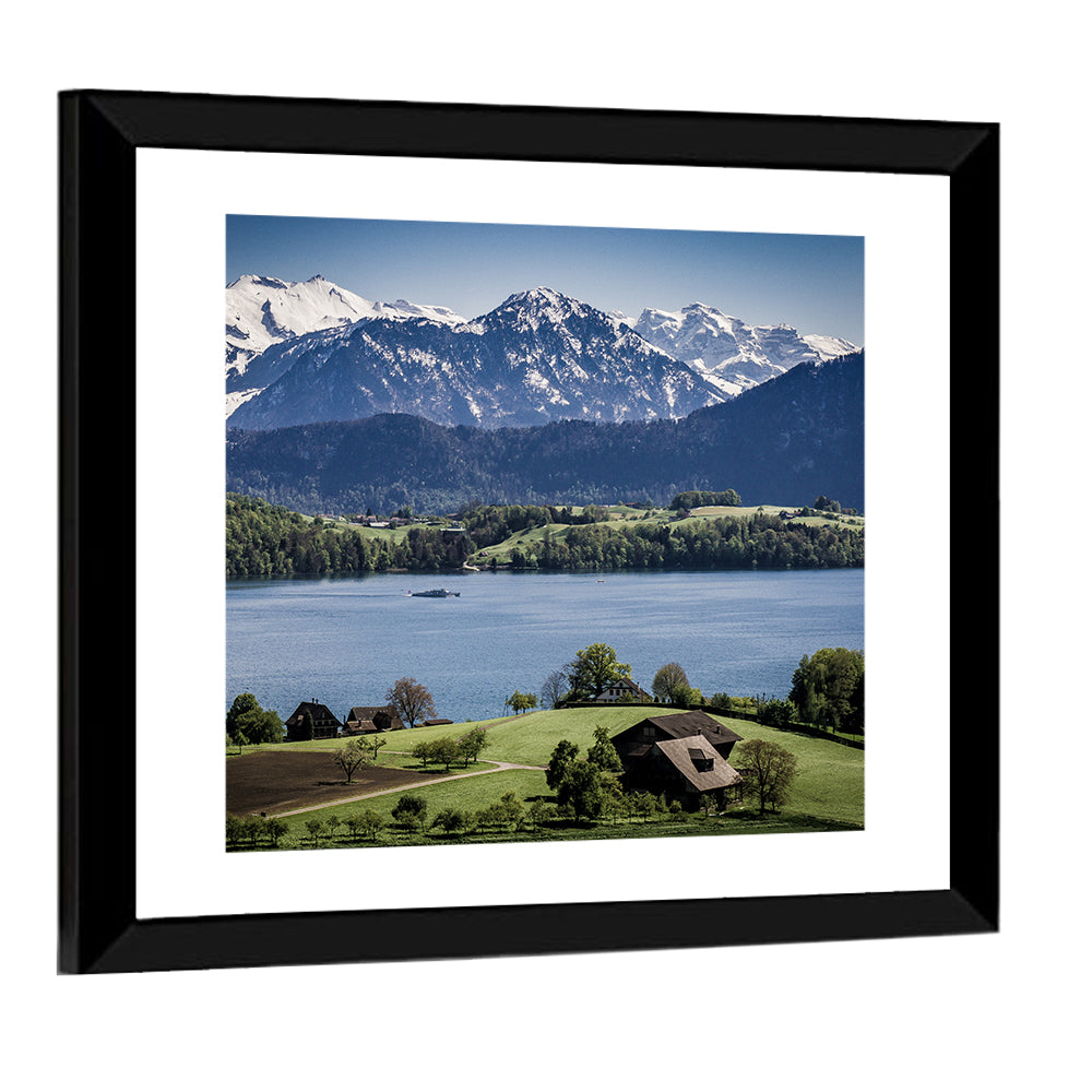 Alpine Lake View with Meadows Wall Art