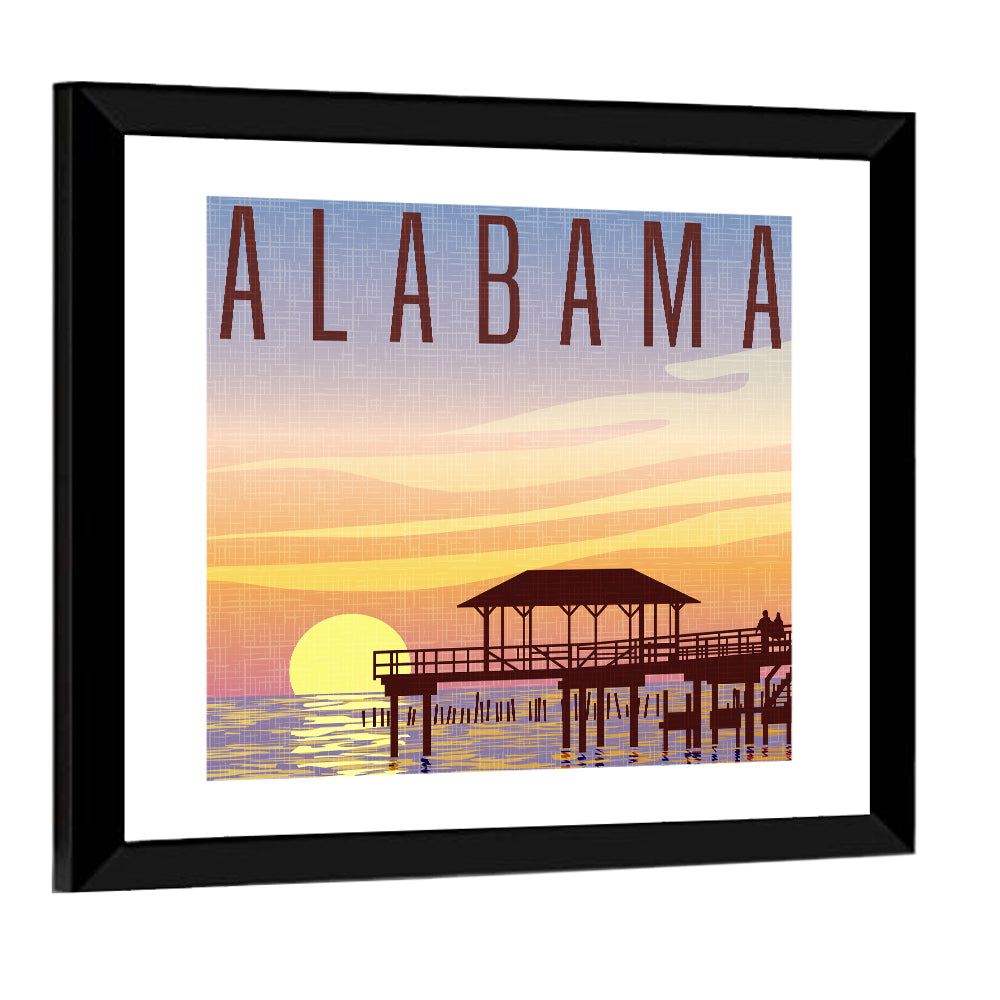 Alabama Pier Sunset Wall Art