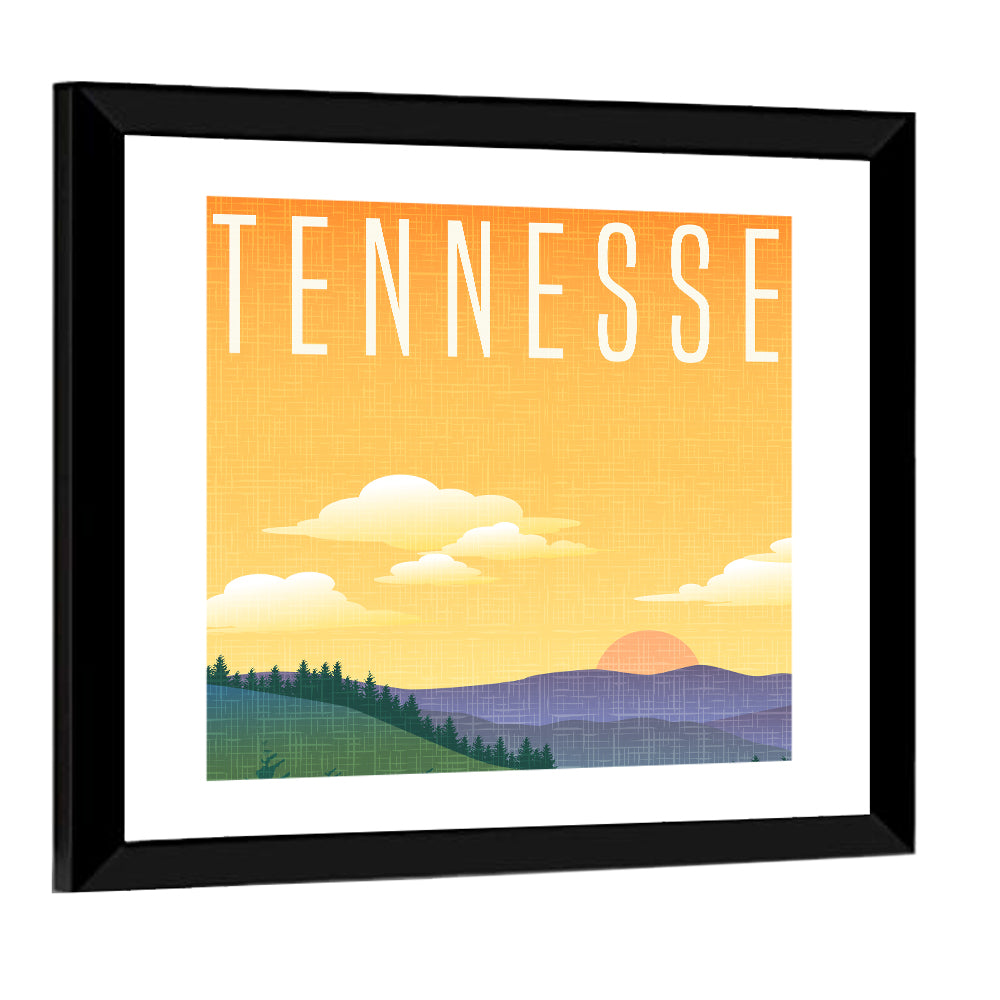 Tennessee Sunset Travel Illustration Wall Art