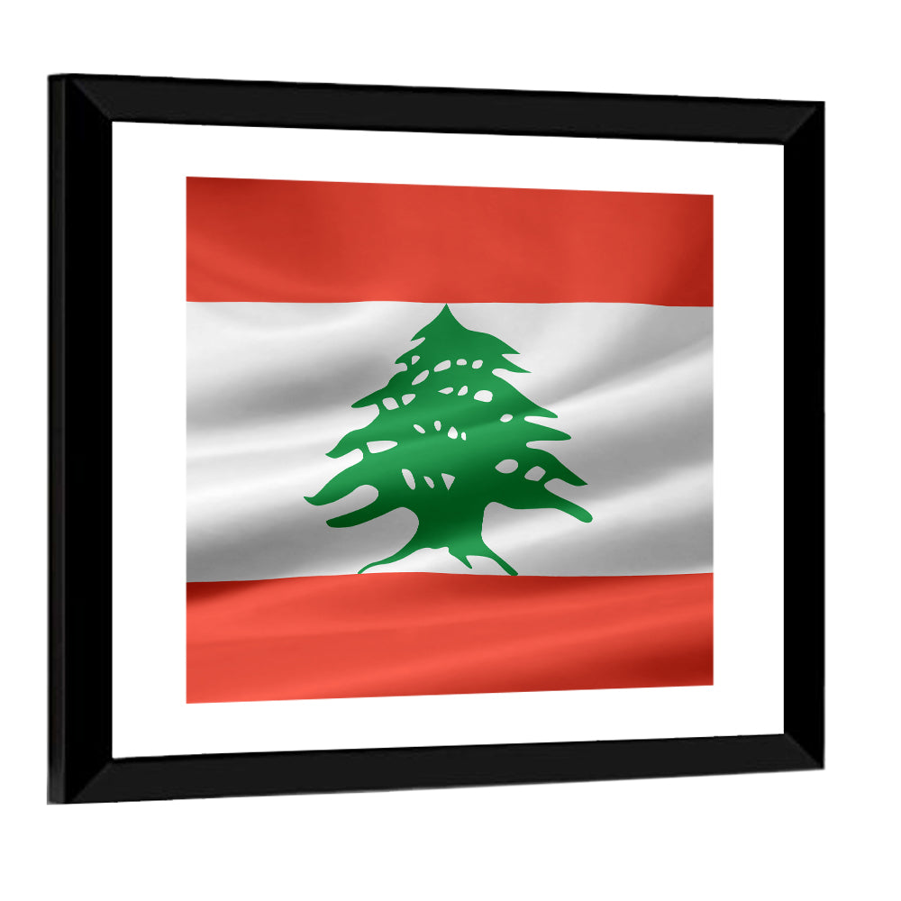 Lebanon Flag with Cedar Emblem Wall Art