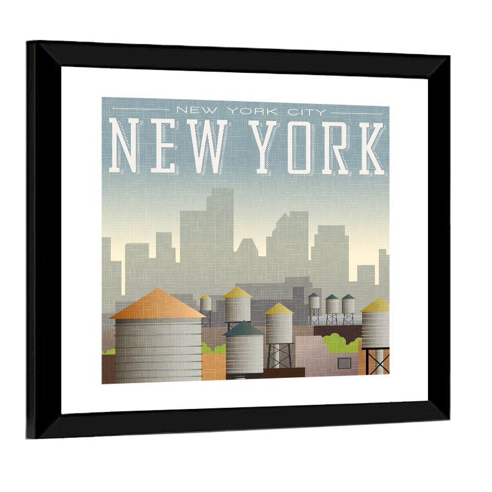 New York Rooftop Skyline Wall Art
