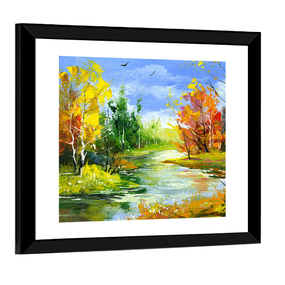 Winding Autumn Stream Wall Art