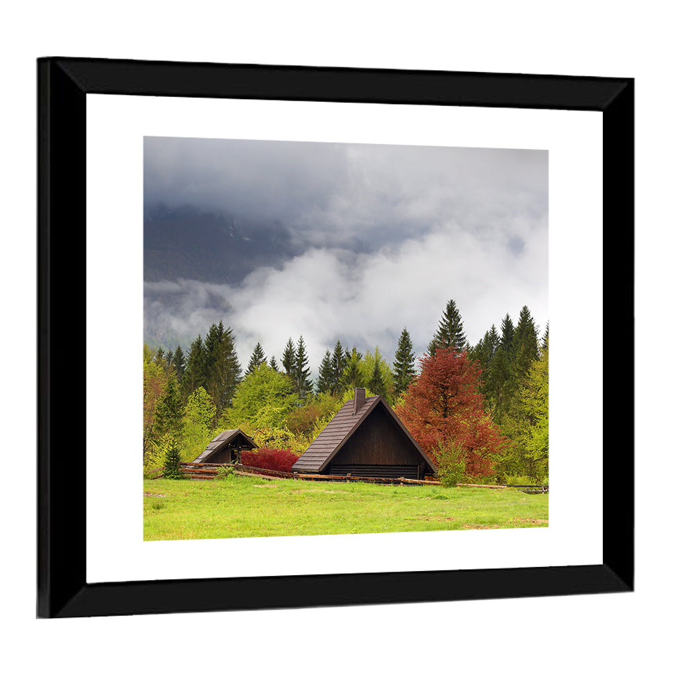 Slovenian Alps Cabin in Fog Wall Art