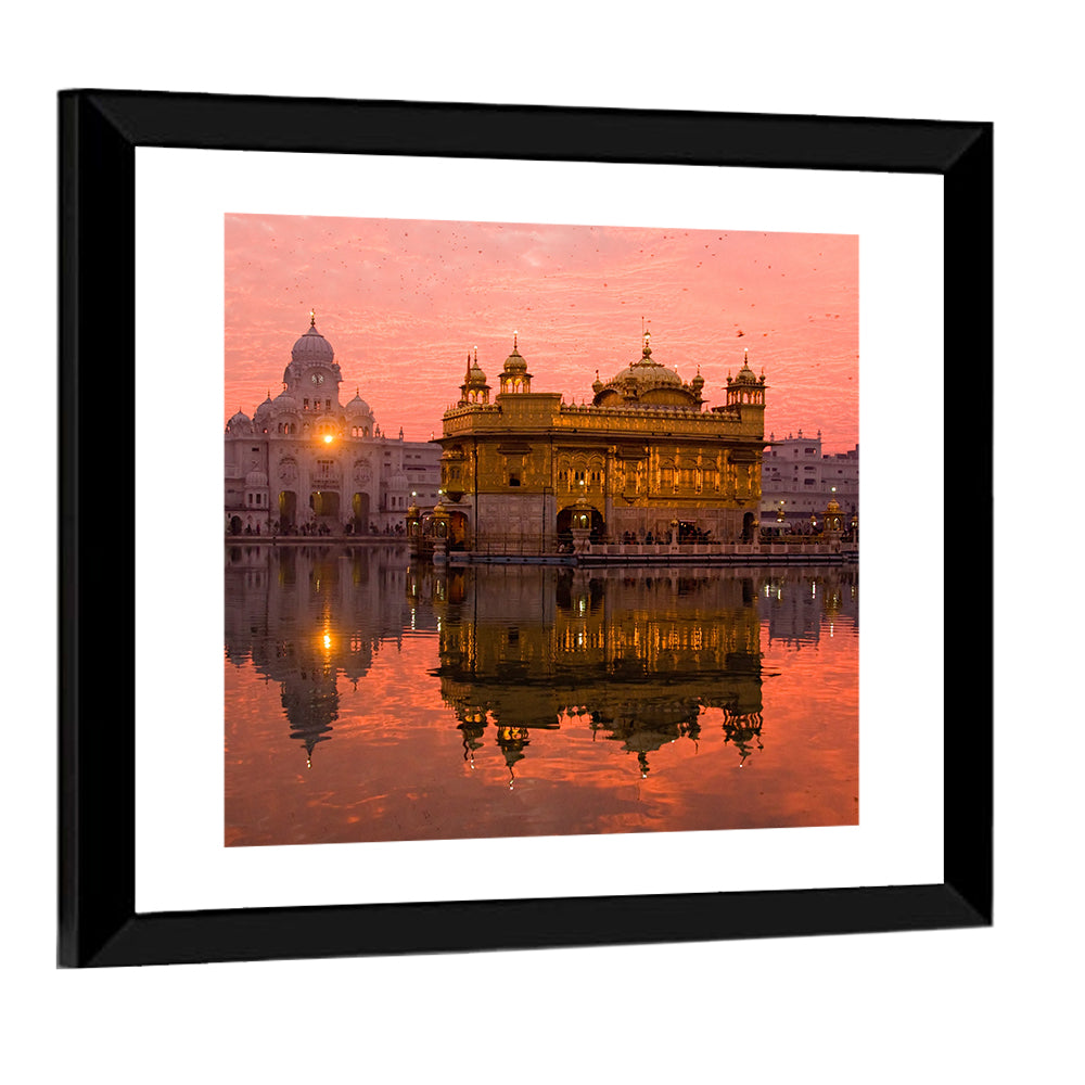 Sunset At Golden Temple In Amritsar Wall Art