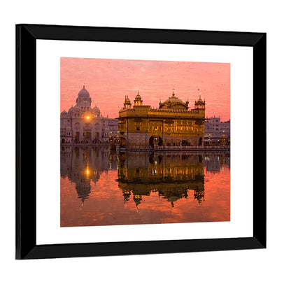 Sunset At Golden Temple In Amritsar Wall Art