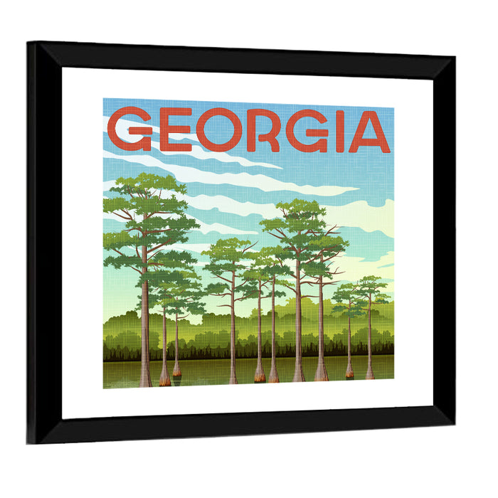 Georgia Cypress Swamp Wall Art as a framed print