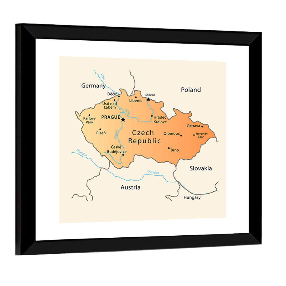 Czech Republic Topographic Map Wall Art