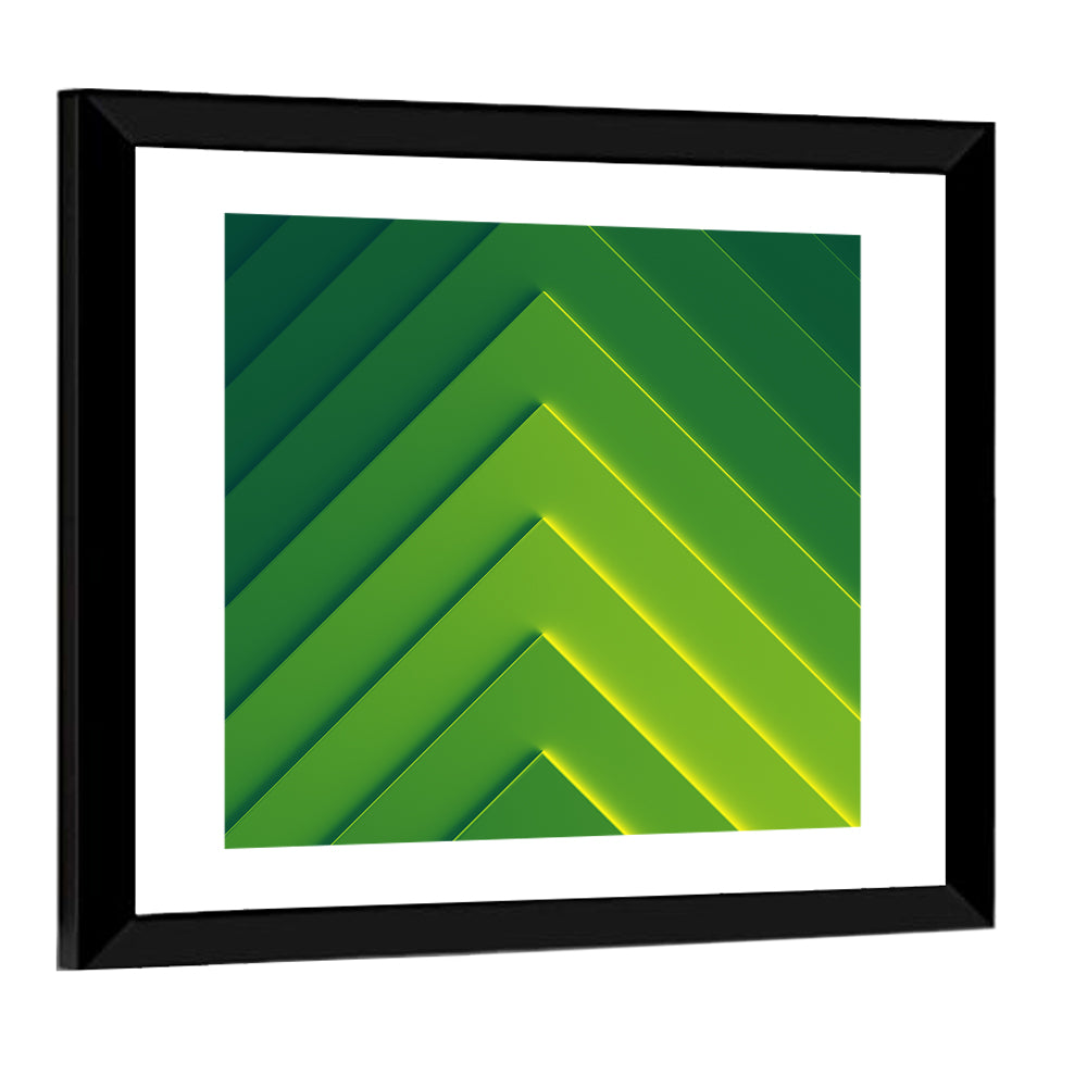 Green Chevron Geometric Abstract Wall Art