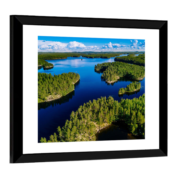 Blue Lakes and Green Forests, Finland Wall Art as a framed print