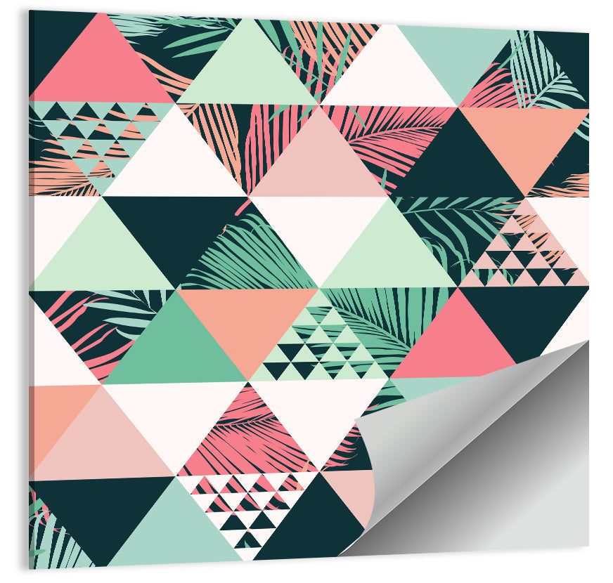 Geometric Tropical Palm Leaves Wall Art, poster print, square