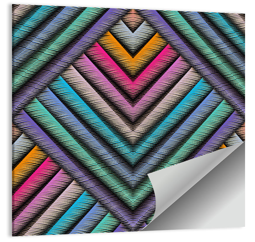 Embroidered Chevron Stripe Pattern Wall Art